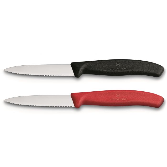 Victorinox Paring Knife Serrated Edge Pointed Tip 8cm Red Set x 6 Knives