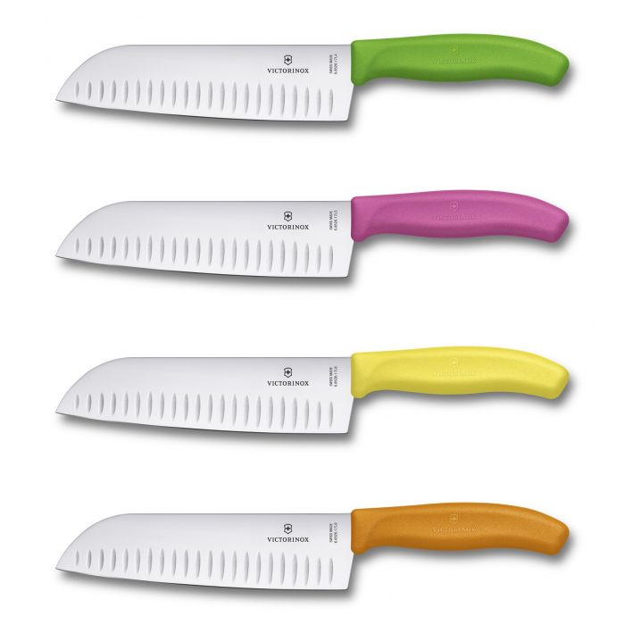 Victorinox santoku knife green pink yellow orange 6.8526.17
