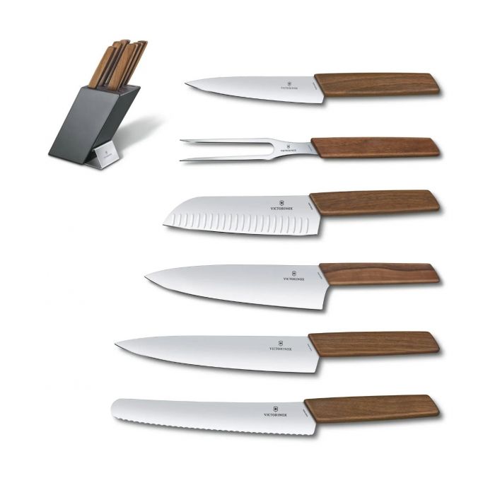 Victorinox Swiss Modern Knife Block, Victorinox Swiss Army 6 Piece Steak Knife Set