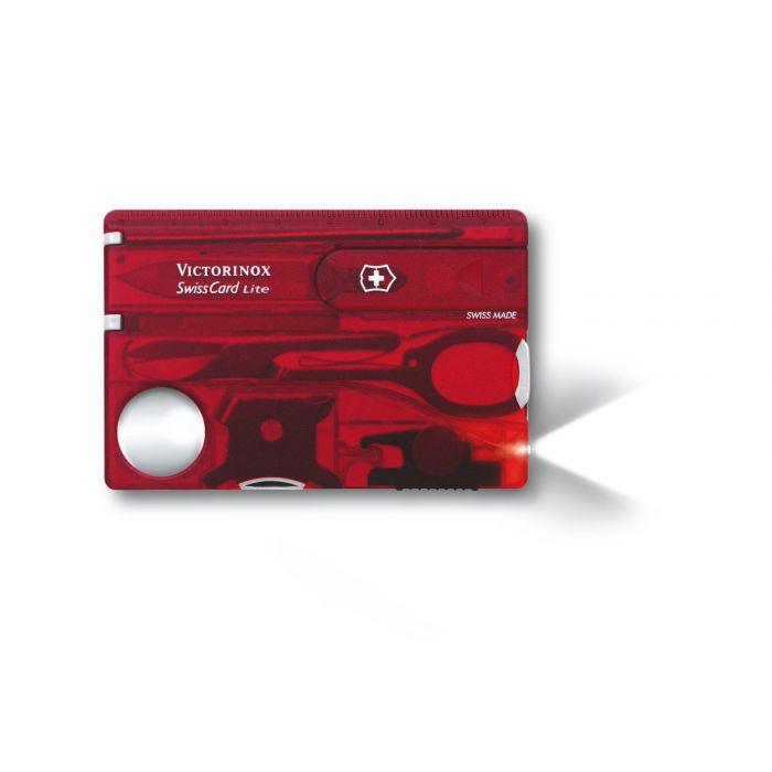 LED 0.7300.T VICTORINOX Swiss Card Lite Rot 13 Funktionen Swiss Card Multitool 