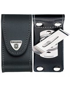 Victorinox Black Leather Pouch 91/93 mm 5-8 layers with rotating clip