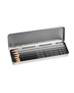 Caran d'Ache Graphite Line Metal Box with 6 Grafwood pencils